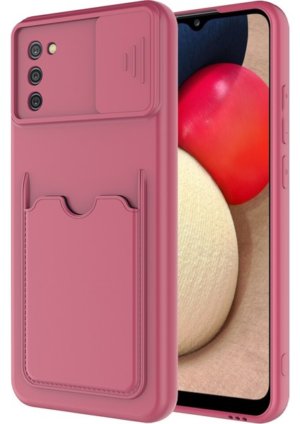 Samsung Galaxy A02S Kılıf Kamera Korumalı Sürgülü Kartlıklı Kartix Silikon