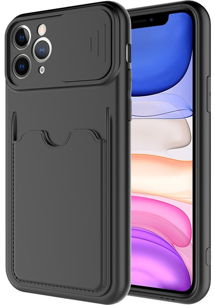Apple Iphone 11 Pro Kılıf Kartlıklı Kamera Korumalı Sürgülü Kartix Silikon