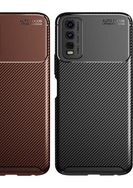 Vivo Y20S Kılıf Karbon Desenli Lux Negro Silikon