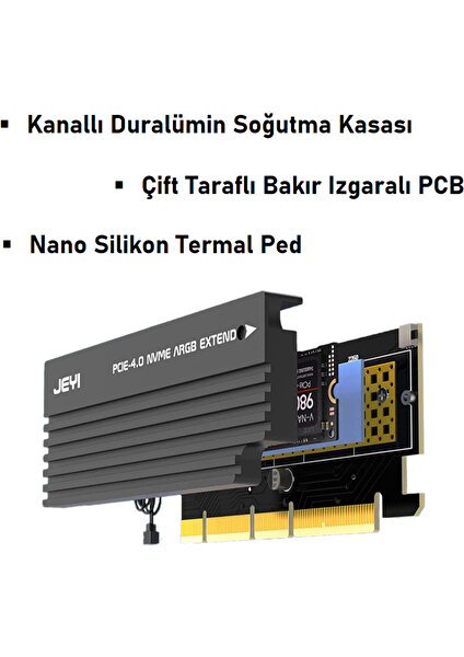 FAITH ONE ARGB M.2 NVMe (M-Key) to PCIe 4.0 X4 X8 X16 Dönüştürücü Çevirici Adaptör Kart