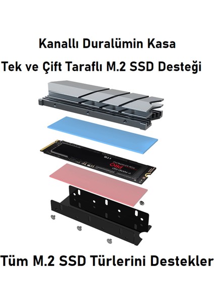 FinsCold M.2 NVMe M.2 SATA SSD Alüminyum Soğutucu