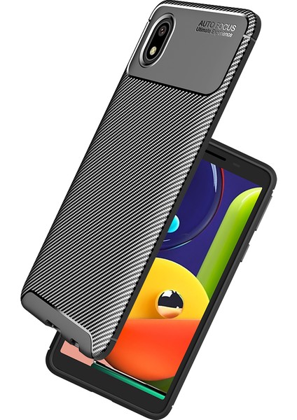 Samsung Galaxy A01 Core Kılıf Karbon Desenli Lux Negro Silikon