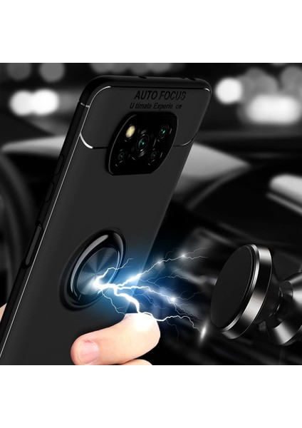 Xiaomi Pocophone X3 Nfc Kılıf Yüzüklü Manyetik Ravel Silikon