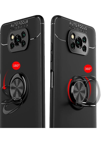 Xiaomi Pocophone X3 Nfc Kılıf Yüzüklü Manyetik Ravel Silikon