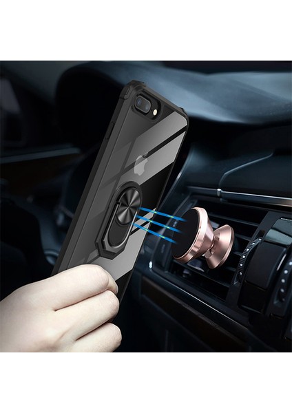 Apple Iphone 8 Plus Kılıf Silikon Kenarlı Renkli Yüzüklü Manyetik Mola Kapak modelleri