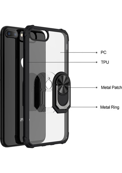 Apple Iphone 8 Plus Kılıf Silikon Kenarlı Renkli Yüzüklü Manyetik Mola Kapak fırsatları