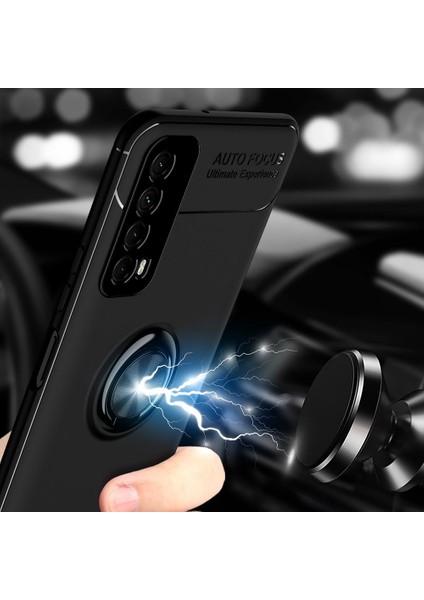 Huawei P Smart 2021 Kılıf Yüzüklü Manyetik Ravel Silikon