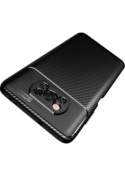 Xiaomi Pocophone X3 Nfc Kılıf Karbon Desenli Lux Negro Silikon
