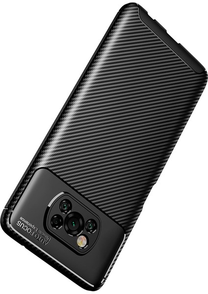 Kny Xiaomi Pocophone X3 Nfc Kılıf Karbon Desenli Lux Negro Silikon