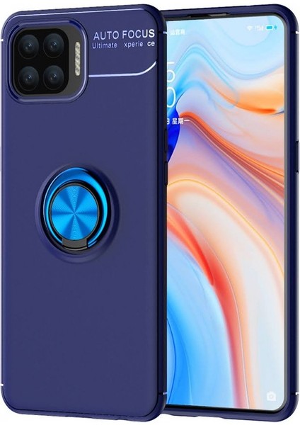 Oppo Reno 4 Lite Kılıf Yüzüklü Manyetik Ravel Silikon