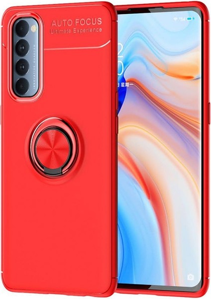 Oppo Reno 4 Pro Kılıf Yüzüklü Manyetik Ravel Silikon