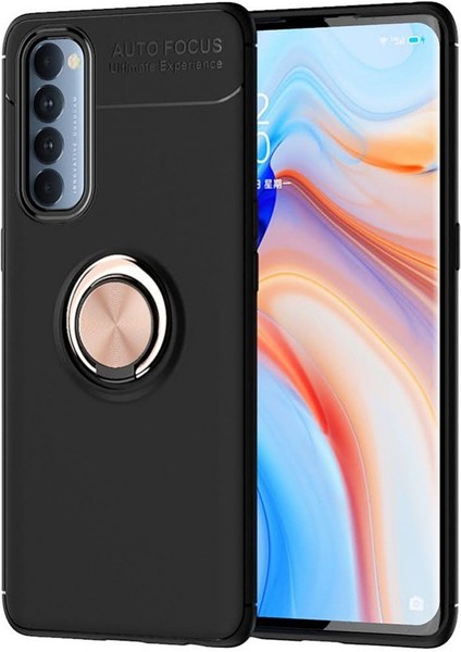 Oppo Reno 4 Pro Kılıf Yüzüklü Manyetik Ravel Silikon