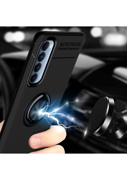 Oppo Reno 4 Pro Kılıf Yüzüklü Manyetik Ravel Silikon