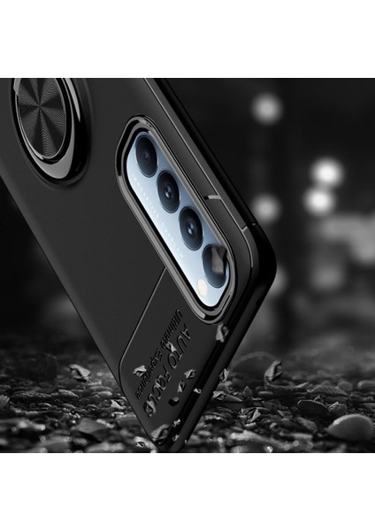 Oppo Reno 4 Pro Kılıf Yüzüklü Manyetik Ravel Silikon