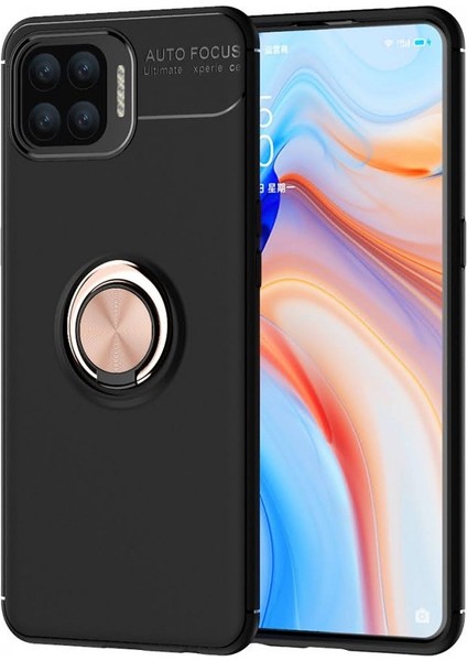 Oppo Reno 4 Lite Kılıf Yüzüklü Manyetik Ravel Silikon
