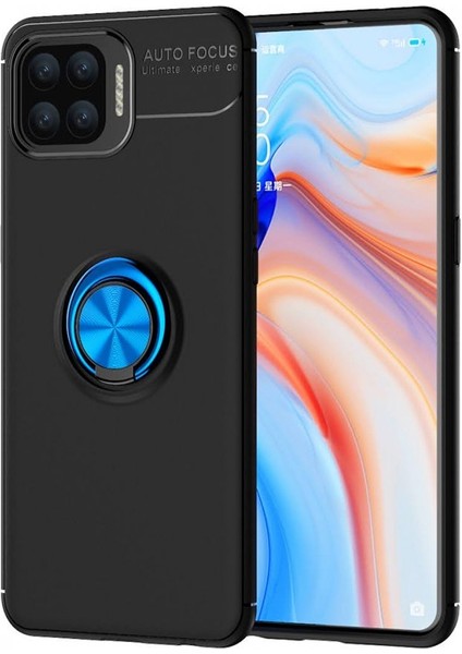 Oppo Reno 4 Lite Kılıf Yüzüklü Manyetik Ravel Silikon