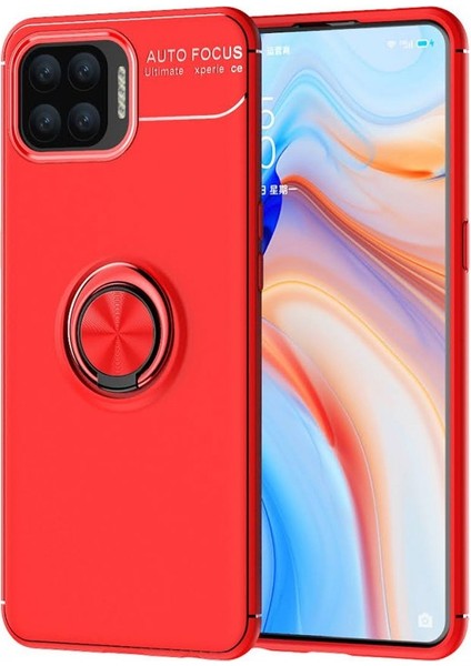 Oppo Reno 4 Lite Kılıf Yüzüklü Manyetik Ravel Silikon