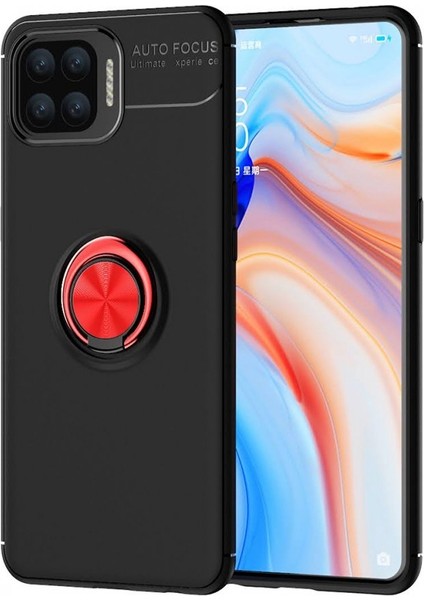 Oppo Reno 4 Lite Kılıf Yüzüklü Manyetik Ravel Silikon