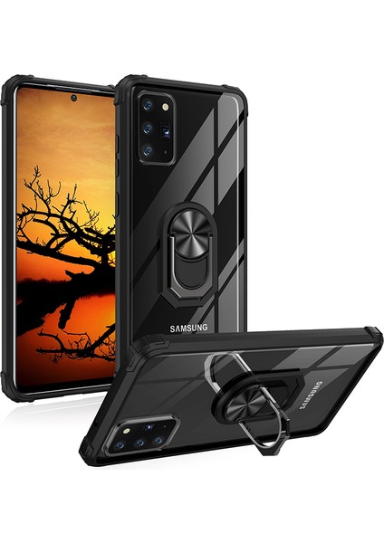 Samsung Galaxy Note 20 Kılıf Silikon Kenarlı Yüzüklü Manyetik Mola Kapak
