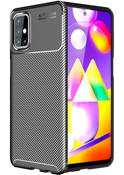 Samsung Galaxy M51 Kılıf Karbon Desenli Lux Negro Silikon