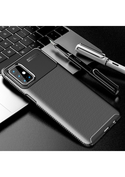 Samsung Galaxy M51 Kılıf Karbon Desenli Lux Negro Silikon