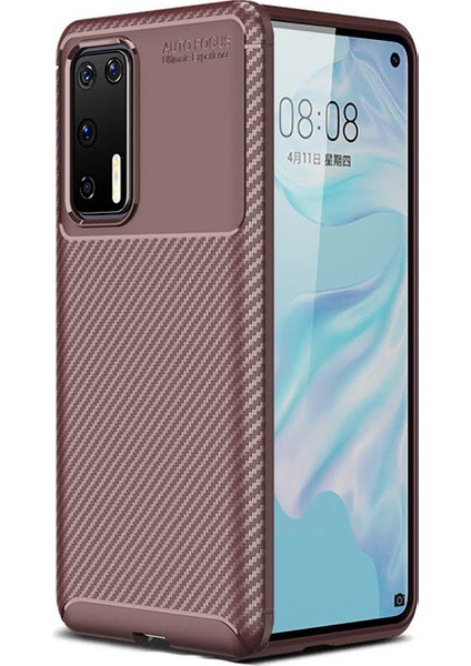 Huawei P40 Kılıf Karbon Desenli Lux Negro Silikon