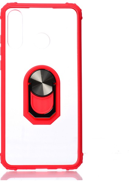 Huawei P30 Lite Kılıf Silikon Kenarlı Renkli Yüzüklü Manyetik Mola Kapak