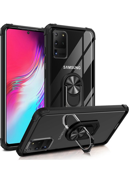 Samsung Galaxy S20 Ultra Kılıf Silikon Kenarlı Renkli Yüzüklü Mola Kapak