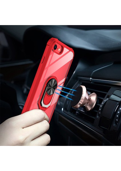 Apple Iphone 7 Kılıf Silikon Kenarlı Renkli Yüzüklü Manyetik Mola Kapak modelleri