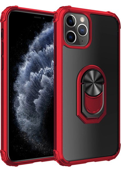 Apple Iphone 11 Pro Max Kılıf Silikon Kenarlı Renkli Yüzüklü Manyetik Mola Kapak
