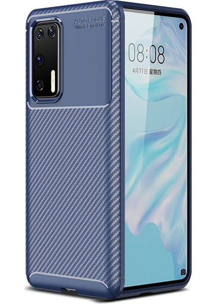 Huawei P40 Kılıf Karbon Desenli Lux Negro Silikon