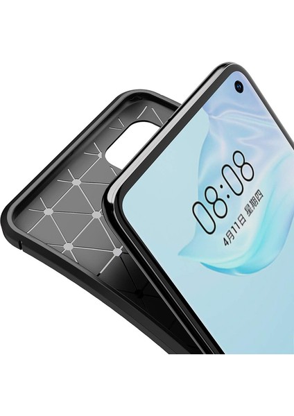 Huawei P40 Kılıf Karbon Desenli Lux Negro Silikon