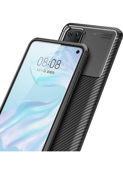 Huawei P40 Kılıf Karbon Desenli Lux Negro Silikon