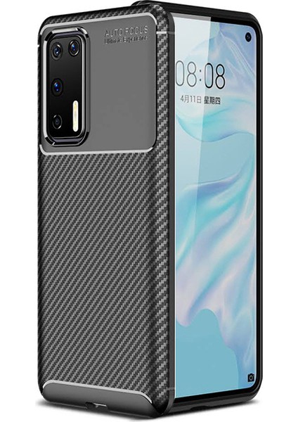 Huawei P40 Kılıf Karbon Desenli Lux Negro Silikon