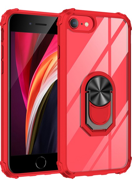 Apple Iphone Se 2020 Kılıf Silikon Kenarlı Renkli Yüzüklü Manyetik Mola Kapak