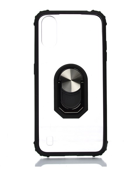 Samsung Galaxy A01 Kılıf Silikon Kenarlı Renkli Yüzüklü Manyetik Mola Kapak