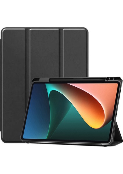 Xiaomi Pad 5 Kalem Koymalı Standlı Deri Kılıf -Siyah