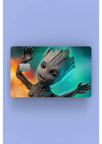 Groot Cartoon Kredi Kartı Sticker Kaplama