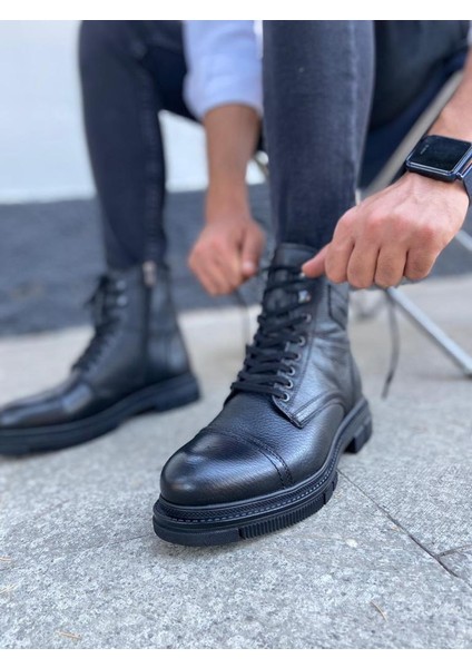 Deri Erkek Kışlık Günlük Rahat Bağcıklı ve Fermuarlı Soğuk Havaya Dayanıklı Postal Bot 40-44 indirimleri