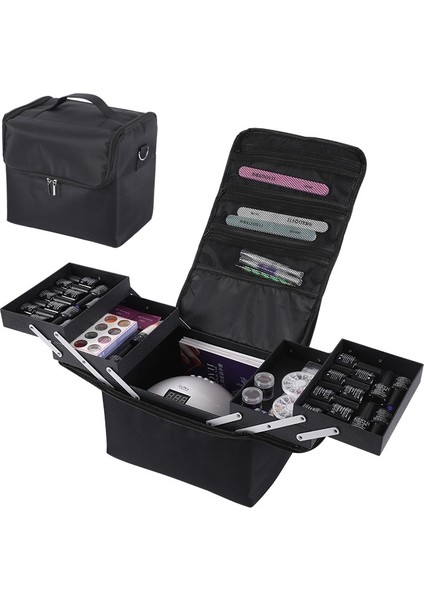 Çıkarılabilir Basit Taşınabilir Makyaj Güzellik Tırnak Saklama Kutusu (Siyah)(Yurt Dışından) modelleri