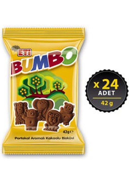 Bumbo Portakal Aromalı Kakaolu Bisküvi 42 gr x 24 Adet