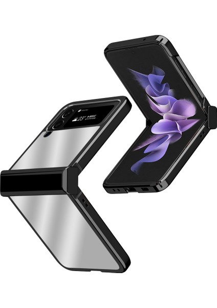 Samsung Galaxy Z Flip4 Için Ayna Doku Telefon Kılıfı - Siyah (Yurt Dışından)