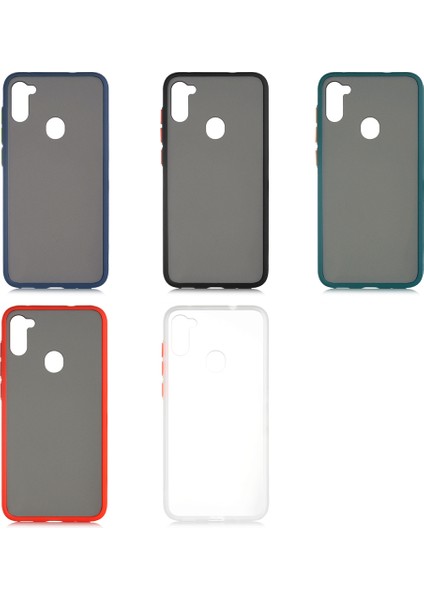 Samsung Galaxy A11 Kılıf Renkli Silikon Kenarlı Buzlu Fri Kapak modelleri