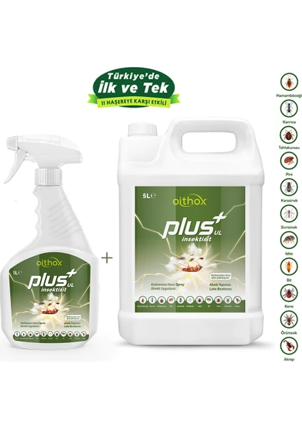 Plus Ul  5 Lt+ 1000 ml hamam böceği, böcek ilacı, kalorifer böceği, karınca, bit, pire, tahtakurusu,mite, karasinek, kene ilacı