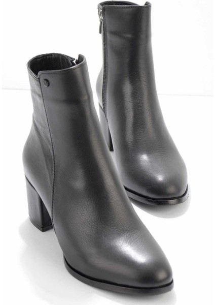 Siyah Leather Kadın Bot & Bootie K02208020503