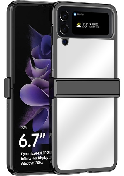 Samsung Galaxy Z Flip4 Için Ayna Doku Telefon Kılıfı - Siyah (Yurt Dışından)