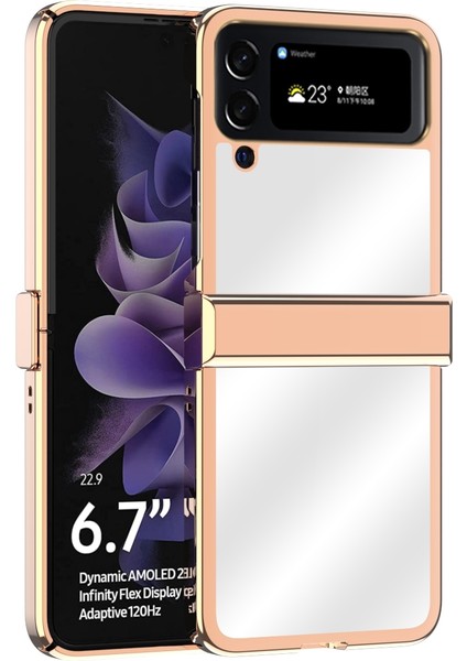 Samsung Galaxy Z Flip4 Için Ayna Doku Telefon Kılıfı - Pembe (Yurt Dışından)