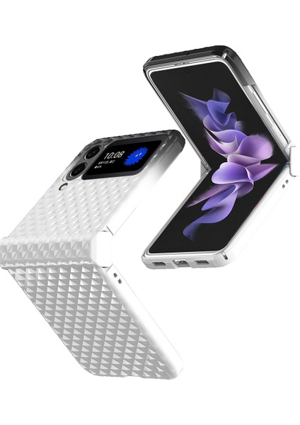 Samsung Galaxy Z Flip4 Için Gradyan Telefon Kılıfı - Gümüş (Yurt Dışından)