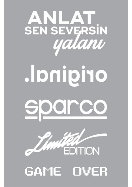 Araba Arka Cam Sticker Seti Oto Sticker Araba Sticker Model 5 Beyaz Renk 15X30 cm