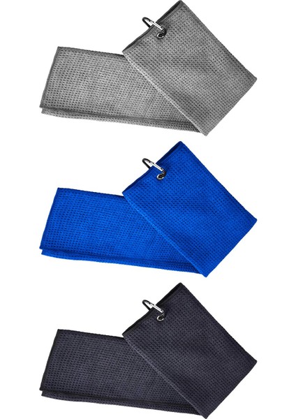 3pcs Golf Havlu Klipsli Mikrofiber Örgü Deseni Hızlı Kuru Temizleme Havlu(Yurt Dışından)